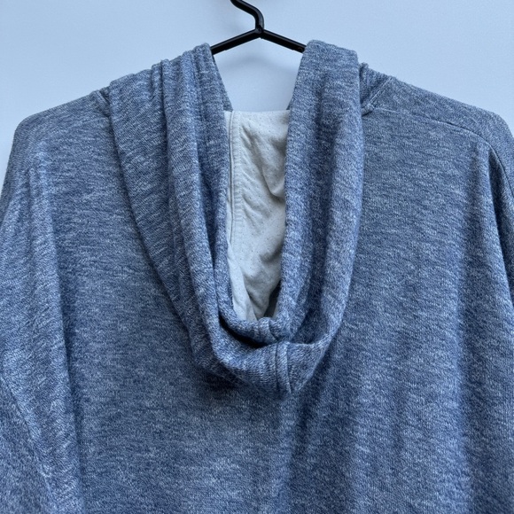 Vince Textured Double Knit Henley Heather Blue Cream Cotton Hoodie Size Large - Picture 11 of 16